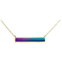 Ms.Iconic 35x6MM Silver Rose Gold Plated Rectangle Bar Mood Charm Color Change Necklace Color Changing Jewelry Bridesmaid Wedding Gift for Her