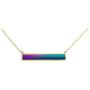 Ms.Iconic 35x6MM Silver Rose Gold Plated Rectangle Bar Mood Charm Color Change Necklace Color Changing Jewelry Bridesmaid Wedding Gift for Her