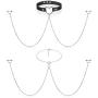 Yaomiao Nipple Ring with Choker Necklaces Stainless Steel Chain Heart Nipple Rings Chain Punk Faux Leather Chokers Barbell Piercing Jewelry for Women