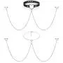 Yaomiao Nipple Ring with Choker Necklaces Stainless Steel Chain Heart Nipple Rings Chain Punk Faux Leather Chokers Barbell Piercing Jewelry for Women