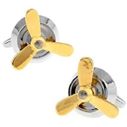 MRCUFF Airplane Plane Propellor Pilot Propeller Pair Cufflinks in a Presentation Gift Box & Polishing Cloth
