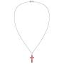 AeraVida Minimalism Christian Cross Reconstructed Red Coral .925 Sterling Silver Pendant Necklace