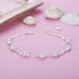 BlingGem Bracelet for Girls 925 Sterling Silver Cross Beads Bracelet Silver Balls Layer Chain Boho Beach Dainty Heart Charm Bracelet Gift for Women Summer