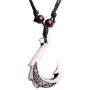 Scddboy Hawaiian Fish Hook Pendant Hemp Cord Adjustable Chain - Maori Tribal Necklace