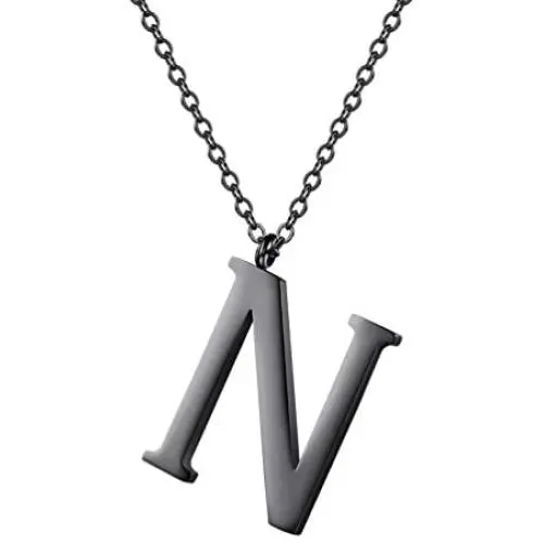 PROSTEEL Stainless Steel/Sterling Silver Initial Name Necklace, A to Z Initial Letter Personalized Necklaces for Men Women, Gold/Silver/Black Tone, 16''/20'' Adjustable, Come Gift Box