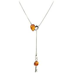 Sterling Silver Amber Key From Heart Y Necklace Snake Chain 18 Inches