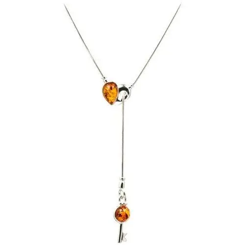 Sterling Silver Amber Key From Heart Y Necklace Snake Chain 18 Inches