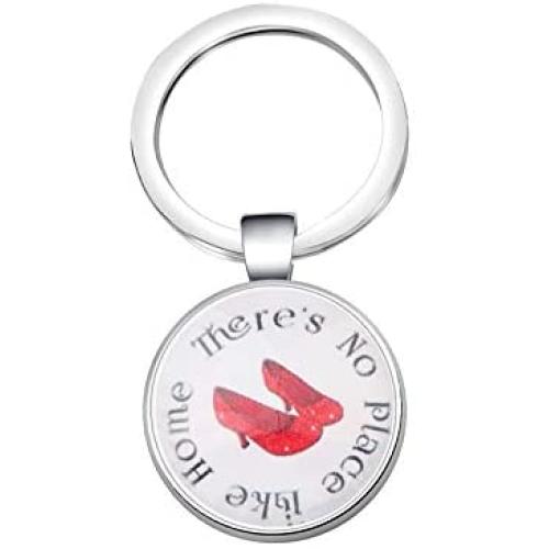BAUNA Oz Jewelry There’s No Place Like Home Inspirational Keychain for Family Ruby Red Slippers Gfifts for Movie Fans