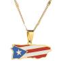 Stainless Steel Trendy Enamel Puerto Rico Map Pendant Chain for Women Puerto Ricans Map Jewelry
