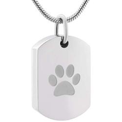 DESIGNSCAPE3D Pet Cremation Jewelry for Ashes Paw Print Urn Necklace for Ashes Stainless Steel Keepsake Memorial Pendant Ashes Necklace for Cat Dog with 20'' Chain + Gift Box + Filling Kit