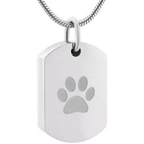 DESIGNSCAPE3D Pet Cremation Jewelry for Ashes Paw Print Urn Necklace for Ashes Stainless Steel Keepsake Memorial Pendant Ashes Necklace for Cat Dog with 20'' Chain + Gift Box + Filling Kit