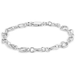 Vanbelle Sterling Silver Jewelry Hand-Made Fancy Link Chain Bracelets with Rhodium Plating for Women and Girls