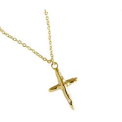 Vintage Cross Pendant Necklace for Women Girls Men Sterling Silver Simple Handmade Hammered Crucifix Prayer Jewelry Adjustable Chain Choker Necklace Jewelry Gift