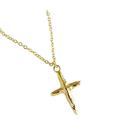 Vintage Cross Pendant Necklace for Women Girls Men Sterling Silver Simple Handmade Hammered Crucifix Prayer Jewelry Adjustable Chain Choker Necklace Jewelry Gift