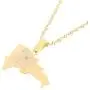 Stainless Steel The Dominican Republic Map Pendant Necklace for Women Gold Color Jewelry Map of Dominican