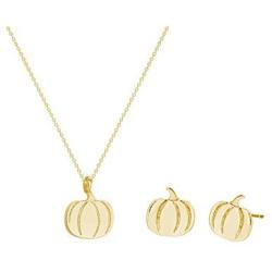 2Pcs Pumpkin Pendant Necklace Earring Set For Women Thanksgiving Halloween Jewelry…