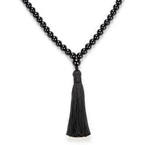 Yoga Necklace Jewelry Beaded Long Tassel Necklace Jasper with 108 Mala Beads for Women or Men