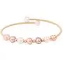 Cultured Pearl Open Cuff Bracelet 18k Gold Bangle Wire Wrapped Adjustable Wedding Jewelry for Women