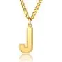 ChainsPro Men/Women Stunning Monogram Letter Necklace, A to Z Initial Charm with Chain-22+2''-Adjustable, 316L Stainless Steel/Gold Plated/Black (Send Gift Box)
