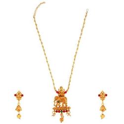 Efulgenz Indian Bollywood Gold Plated Traditional Faux Pearl Crystal Rhinestone Wedding Choker Pendant Necklace Earrings Jewellery Set