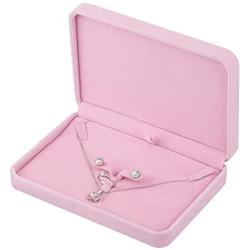 Large Velvet Jewelry Set Box, Big Necklace and Ring Earring Pendant Gift Box, Pearl Necklace/Chunky Necklace Jewelry Storage Case (Pink)