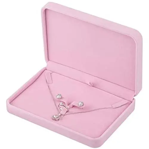 Large Velvet Jewelry Set Box, Big Necklace and Ring Earring Pendant Gift Box, Pearl Necklace/Chunky Necklace Jewelry Storage Case (Pink) Large Velvet Jewelry Set Box, Big Necklace and Ring Earring Pendant Gift Box, Pearl Necklace/Chunky Necklace Jewelry Storage Case (Pink)