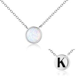 LUHE Initial Necklace Sterling Silver Circle Engraved Name 26 Letter Alphabet Pendant Necklace Jewelry Gifts for Women Teens Girls