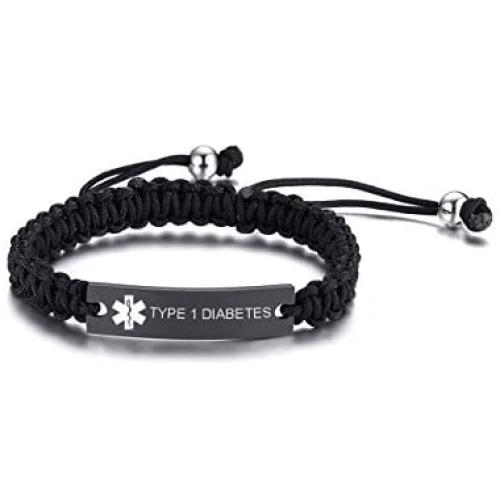 XUANPAI Custom Free Engraving Handmade Braided Rope Medical Alert ID Bracelet Emergency Wristband for Men Women,Adjustable