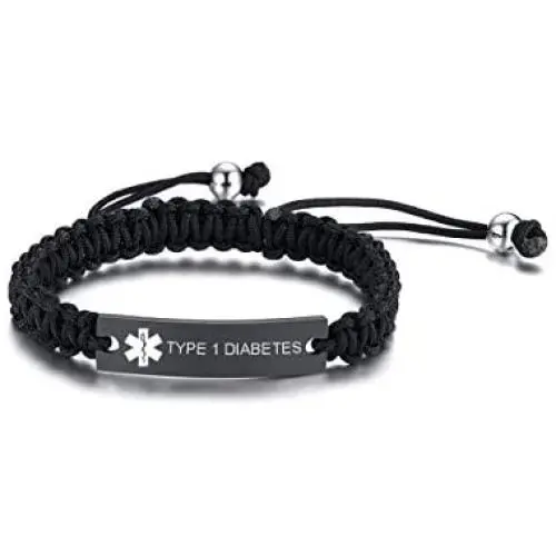 XUANPAI Custom Free Engraving Handmade Braided Rope Medical Alert ID Bracelet Emergency Wristband for Men Women,Adjustable