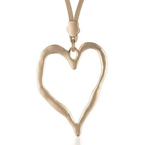 Gold Trandy long necklace with Love Heart pendant choker chunky necklaces for women fashion jewelry