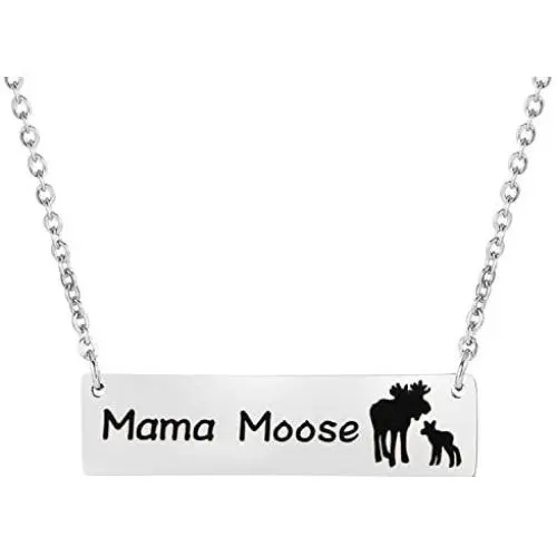 WSNANG Mama Animal Necklace Mama Moose Necklace Sweet Family Jewelry for Mother Grandma