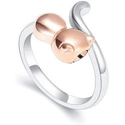 mingkejw Cremation Jewelry Ring for Ashes Adjustable Cute Cat Urn Rings Holder for Pet Ashes Cremation Urn Keepsake Memorial Ring for Women Girls