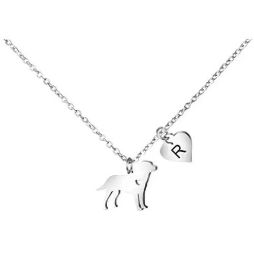 Joycuff Labrador Retriever Dog Necklace Silver Cute Dainty Tine Delicate Dog Lovers Jewelry Personalized Initial Letter A-Z 26 Alphabets Charms Pendant Joycuff Labrador Retriever Dog Necklace Silver Cute Dainty Tine Delicate Dog Lovers Jewelry Personalized Initial Letter A-Z 26 Alphabets Charms Pendant