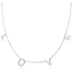 Moronly Love Letter Necklace for Women CZ Love Script Necklace 14K Gold Plated Charm Jewelry Choker Necklace Hypoallergenic