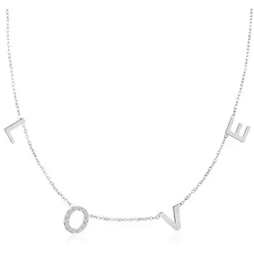 Moronly Love Letter Necklace for Women CZ Love Script Necklace 14K Gold Plated Charm Jewelry Choker Necklace Hypoallergenic
