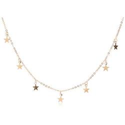 Dolland Lucky Star Choker Necklace Pendant Tassels Chain Statement Necklace for Women Girls,Gold,Adjustable