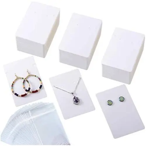 300 Set Necklace Earring Display Cards with 300 Pieces Self-Sealing Bags for Stud Earrings Dangle Earrings Pendant Earrings Necklace Chain (White) 300 Set Necklace Earring Display Cards with 300 Pieces Self-Sealing Bags for Stud Earrings Dangle Earrings Pendant Earrings Necklace Chain (White)