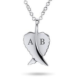 Personalize Engravable Amulet Feathered Guardian Angel Wing Heart Pendant Necklace For Women Teen Antiqued 925 Sterling Silver SM MED LG
