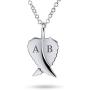 Personalize Engravable Amulet Feathered Guardian Angel Wing Heart Pendant Necklace For Women Teen Antiqued 925 Sterling Silver SM MED LG