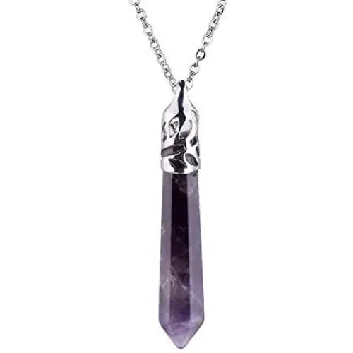 OCARLY Natural Gemstone Point Hexagonal Pendant Energy Pendulum Necklace Healing Crystal Chakra Jewelry OCARLY Natural Gemstone Point Hexagonal Pendant Energy Pendulum Necklace Healing Crystal Chakra Jewelry