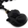 Gungneer Fox Obsidian Necklace Pendant Adjustable Cotton Chain Wisdom Talisman Fengshui Jewelry for Men Women