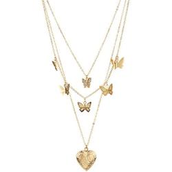 W WOOGGE Gold Layered Necklace Butterfly Choker Chain Gift Jewelry for Women and Girls