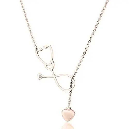 MAOFAED Nurse Necklace Heartbeat Stethoscope Lariat Necklace ECG Pendant Chokers Necklace MAOFAED Nurse Necklace Heartbeat Stethoscope Lariat Necklace ECG Pendant Chokers Necklace