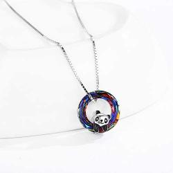 925 Sterling Silver Panda with Crystal Pendant Necklace Birthday Gifts for Women Daughter