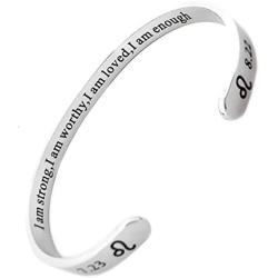 RENYILIN Creative Cuff Bracelet, Zodiac Bracelet, Inspirational Stainless Steel Bracelet for Men and Women