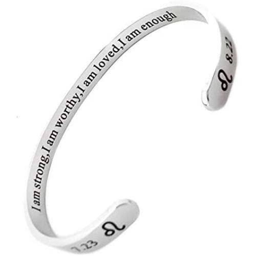 RENYILIN Creative Cuff Bracelet, Zodiac Bracelet, Inspirational Stainless Steel Bracelet for Men and Women