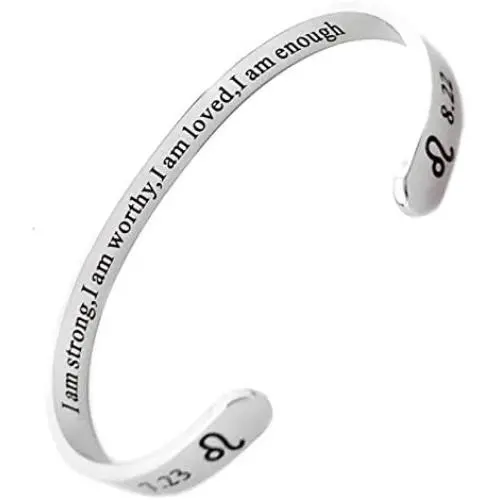 RENYILIN Creative Cuff Bracelet, Zodiac Bracelet, Inspirational Stainless Steel Bracelet for Men and Women