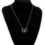 KEYCHIN Lucky Horseshoe Jewellery Horse Lovers Gift Popular Double U-Shaped Black and White Horseshoe U-Shaped Clavicle Necklace for Woman and Girl