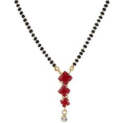 Efulgenz Fashion Jewelry Set of Indian CZ Mangalsutra Pendant Necklace Stud & Hoop Earrings