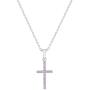 925 Sterling Silver Shiny Prong Set Cubic Zirconia Petite Cross Necklace for Young Girls & Preteens - Classic Tiny CZ Cross Pendant Necklace for Girls - Religious Christian Jewelries for Little Girls